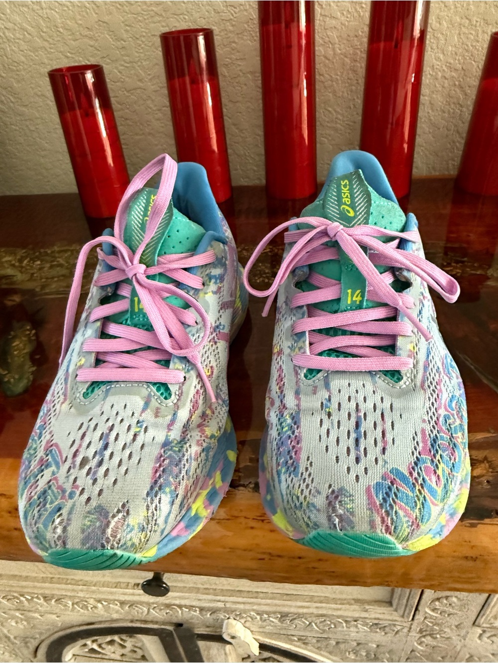 ASICS Women's Pastel Multi-Color Running Shoes with Pink Laces